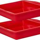 saphe 8 inch Silicone Square Cake Pan Nonstick Silicone Cake Molds, Brownie baking molds for Brownie, Cake, Bread, Pie and Lasagna 2 Packs, Red