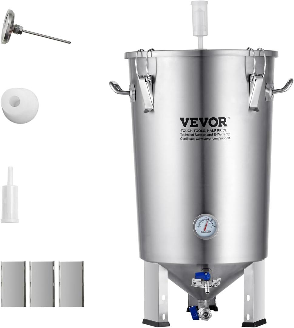 VEVOR Fermentation tank 8 Gallon Stainless Steel Beer Brew Fermentor Brew Bucket Fermentor for Home Brewing with Conical Base Brewing Equipment