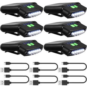 Mudder LED Clip on Cap Lights USB Rechargeable Cap Flashlight Clip Waterproof Ultra Bright Hat Flashlight Headlamp for Fishing Camping Hand Work (Black)