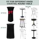 BDDC Cocktail Table Covers - 2 Pack 24"x 43" Black Cocktail Table Tablecloth with Natural Wavy Round Skirt for Bar Wedding Party Banquet