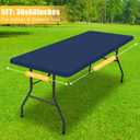 Spotjoy Rectangle Table Cloth, Waterproof Elastic Fitted Tablecloth for 5 Foot Folding Tables, Washable Polyester Tablecloths for Picnic, Camping, Outdoor (Navy Blue, 30"x60")