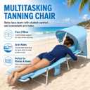 Backpack Beach Tanning Lounge Chair with Canopy Shade Face Hole Padded Adjustable Washable, 6 Position Layout Chair for Outside Sunbathing Poolside Lawn, UPF 50+ Wind-Resistant Sun Shade, Patented, 5' 9.3" x 1' 7.75" x 0' 9.5"