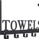 Kuhome Over The Door Hooks, Towel Holder for Bathroom, Door Mount Towel Rack Towel Hooks for Bedroom Beach Towels Bathrobe Wall Mount Hang on The Door Cabinet Cupboard Metal Sandblasted (Black)