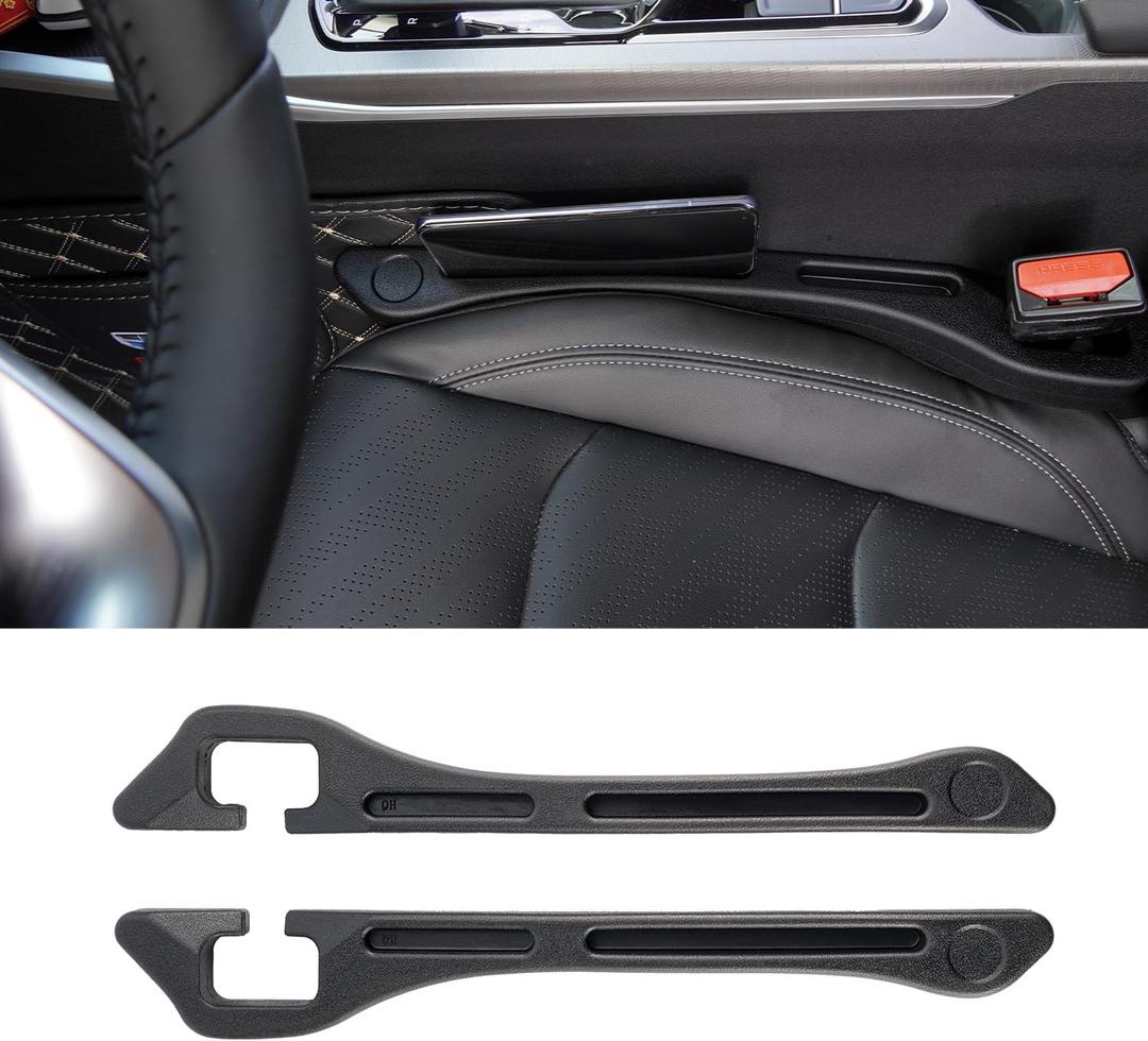 Car Seat Gap Filler 2 Pack,Universal Automotive Gap Filler Between Seat and Console,Relleno para Huecos en Asientos de Coche Prevent Items from Falling Between(Cellphone Wallet Keys...) (Black with Dual Slot)