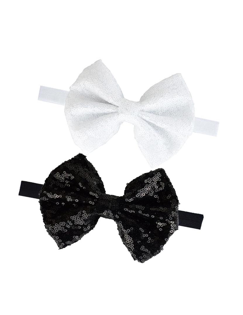 Baby Christmas Sequins Headband Bow Red Green Glitter Sequins Bow Christmas Hair Band Bow BHC03 (Set-C)