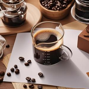 Espresso Cups 1 Pack, 75ML Espresso Shot Glass with Handle Double Spout Cups Clear Glass Measuring Cup Coffee Accessories Great for Making Coffee Desserts Salad Dressing