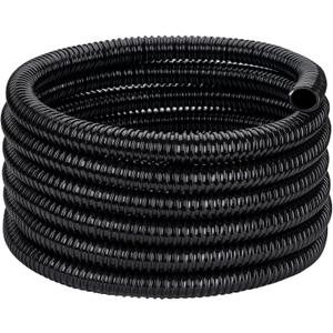 Pond Tubing ID 2  10ft Black Corrugated Flexible Reinforced Waterfall Pond Tube Sump Pump Hose, Non-toxic & Kinkproof (10 ft, 2" ID)
