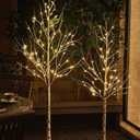 EAMBRITE 5FT 6FT White Birch Tree Set Christmas Tree Decorations, Lighted Artificial Twig Trees Outdoor Indoor, Prelit Tree with Timer & Light Dimmer for Home Porch Xmas Decor (2 Pack, Warm White)