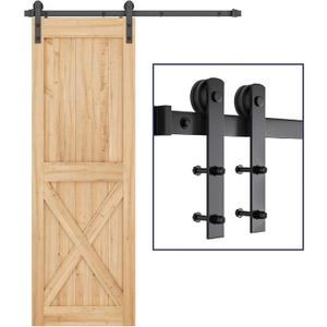SMARTSTANDARD 5ft Barn Door Hardware Kit, Sliding Door Hardware, Heavy Duty, Easy to Install, Fit 30" Wide Door Panel (I Shape Hanger)