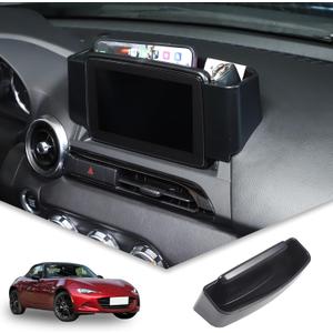 Center Console Organizer Tray Compatible with Mazda MX-5 2016-2023 Accessories, Car Navigation Screen Back Storage Box, Insert Storage Box Auxiliary Storage Tray, Black (Fit L-Peptide Car)