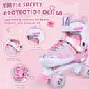 Kids Roller Skates for Girls Boys Toddlers Youth Adult, 4-Size Adjustable Quad Skates with Light Up Wheels, Children Skates Indoor Outdoor Sports Gifts,teen 5-7