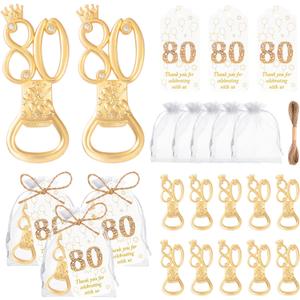 50Pcs 80th Birthday Bottle Opener Set 80th Birthday Party Favors 80th Golden Bottle Openers Personalized Party Favors Wedding Anniversaries Souvenirs Favors For Guests Party