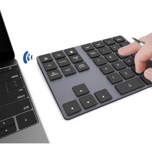 JOYEKY Bluetooth Number Pad, Wireless Numeric Keypad, USB-C Rechargeable External 34-Keys Numpad, Financial Data Entry Keyboard for iMac, MacBook Air/Pro, PC Desktop, Laptop Notebook