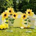 Mverse Paper Giant Sunflowers (Set of 3) - Large Paper Flowers with Freestanding Metal Base for Wedding Backdrop, Event Photo Booth Prop, Birthday Party Decor & Store Display