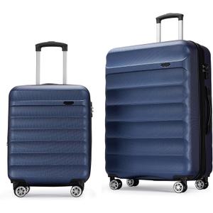 2pcs Anti-scratch ABS Hardside blue luggage Carry-On 20inch and 28inch Lightweight Spinner Suitcase