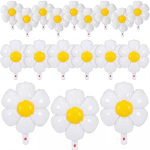 Sotiff 21 Pcs Flower Balloons Daisies Balloons White Groovy Flower Daisy Party Decorations Retro Hippie Boho Girl Party Decor(43.3 x 38 Inch, 28 x 28 Inch, 20 x 15.7 Inch)