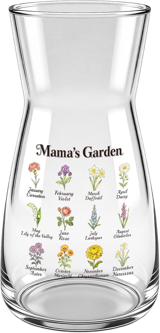 8 inch Clear Glass Flower Vases,Mom Gifts Mothers Day for Wife from Daughter Son,Birthday Gifts for Mom,Centerpiece Table Home Indoor Desk Decor