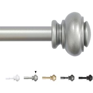 H.VERSAILTEX Curtain Rods for Windows 16.2 to 106.2 Inches 3/4 inch Diameter Adjustable Decorative Telescoping Curtain Rod with Brackets Heavy Duty Splicing Window Rods with Classic Finials, Nickel