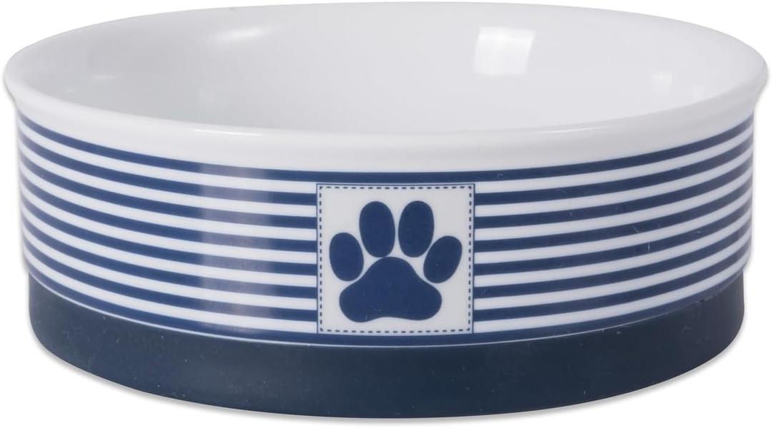 Bone Dry Paw & Patch Ceramic Pet Collection, Medium Bowl, 6x2", Nautical Blue