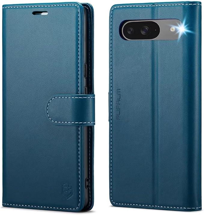 FLIPALM Wallet Case for Google Pixel 10 5G/Pixel 10 Pro, RFID Blocking Credit Card Holder, PU Leather Folio Flip Kickstand Protective Shockproof Cover (Blue)