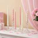 Nuanchu 6 Pcs Pink Bow Taper Candles 3D Pink Coquette Decoration Twisted Candlesticks Decor Bow Twisted Candles for Coquette Birthday Baby Shower Wedding Bachelorette Supplies
