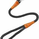 2FT Short Dog Leash, Soft Cotton Rope Braided with Leather Tailor Connection Lightweight Pet Lead for Small to Large Dogs Walking Training (24in x 1/2in) (Black)