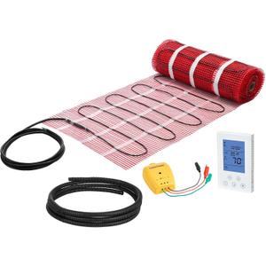 VEVOR Self-Adhesive Mesh Floor Heating Mat, 90 sqft 120V, Smart Thermostat & Alarm, Easy Install for Tile, Stone & Vinyl Flooring