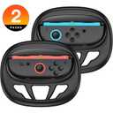 Switch 2 Steering Wheels Compatible with Nintendo Switch Joy-Con 2, 2 packs Racing Wheels for Mario Kart World/ 8 Deluxe,Larger SL/SR Buttons,Family Use Switch 2 Game Accessories (Black)