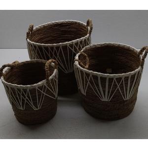 Set of 3 Rattan Planter Basket Plastic Liner Home Indoor Plant Baskets for Succulents Decorative 
