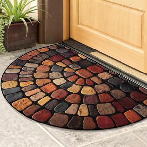 Semicircular Door Mat, Indoor Outdoor EntranceNon-Slip, Waterproof, Low Profile for Front Door, Garage, Patio Entryway Mat 24x36 (Multicolor-3, Upgraded Version)