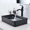 20 Inch Black Bathroom Sink Rectangular, 20x14 Bathroom Sinks Above Counter Porcelain Ceramic Countertop Hand Wash Vessel Bathroom Sink Art Basin, Black, 20" x 14"