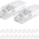 HOMEE 2PCS Cable Organizer Box With Lid, Plastic Charger Cable Cord Storage Organizer, Cable Box with 8 Compartments, Clear Charger Organizer Box for Home Drawer Office