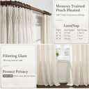 Pinch Pleated Linen 50 Inch Wide Curtains 96 Inches Long for Living Room, Memory Trained Pleat Boho Semi Sheer Birch Light Filtering Privacy Drapes 50x96 Inch Length 2 Panels Set Curtain Cream Ivory  Birch, 50"W x 96"L (Pack of 2)