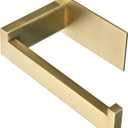 Toilet Paper Holder, Self Adhesive Tissue Holder Stainless Steel Rustproof Paper Roll Holder, No Drilling Easy to Install, Toilet Paper Rack Suitable for Office, Bathroom (Brushed Gold)
