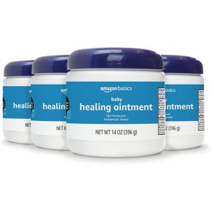 Amazon Basics Healing Ointment for Babies, Skin Protectant for Irritated or Cracked Skin, Pediatrician Tested, 14 Ounce, 4-Pack (Previously Solimo)