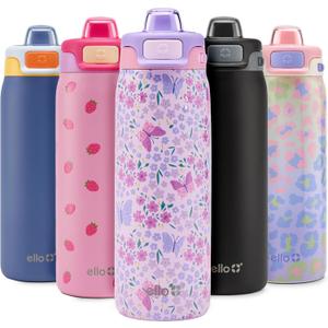 Ello Pop & Fill 18oz Stainless Steel Kids Water Bottle with Quick Fill Lid | Vacuum Insulated BPA Free Bottle with Leak Proof Straw and Chug Lid, Dishwasher Safe, Gift For Kids Teens, Winging It
