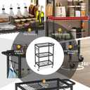 3-Tier Rolling Cart, Space-Saving Kitchen Cart with 150Lbs Capacity, Black Storage Cart with 2 Lockable Wheels for Kitchen Island, Restaurant, Garage, Backyard（No Wooden Boards, Lightweight Version）