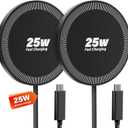 25W Wireless Charger for MagSafe, Magnetic Fast Charging Pad for iPhone 17/16/15/14/13/12 Series & AirPods, Strong Magnet, Thin & Portable Wireless Charger for Travel Home Office (Black, 4FT) 2 Pack