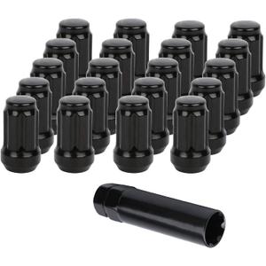 NPAUTO Black Lug Nut 12 x 1.25 Spline Tuner 19mm Hex 1.36" Replacement for Nissan Altima Maxima Armada Titan Xterra Frontier Pathfinder 350Z 370Z, Subaru Outback Legacy Forester Impreza, 20pcs + 1