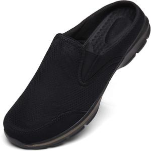 Unisex Slippers Casual Clog House Shoes Comfort Slip-On Walking Mules with Indoor Outdoor Anti-Skid Sole for Men and Women (Black) Size 42 