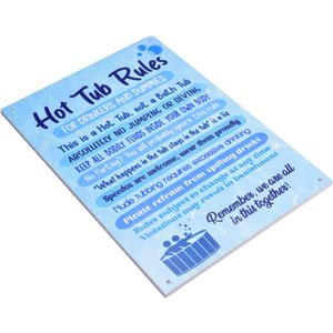 NEW Hot Tub Rules Novelty Sign - A4 size Waterproof, Suitable for Indoor or Outdoor Use. Novelty Gift for a Hot Tub Owner or for holiday accommodation.