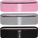 Gymb Premium Resistance Bands for Working Out - Exercise Bands to Workout Glutes, Thighs & Legs - Non Slip Cloth Booty Bands for Gym & Home Fitness, Yoga, Strength & Pilates for Men/Women - 3 Levels (Black, Grey, Pink)