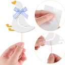 Honeydak 36 Pcs Silly Goose Cupcake Topper Silly Goose Baby Shower Decorations for Cake Decorations Birthday Party Supplies(Blue)