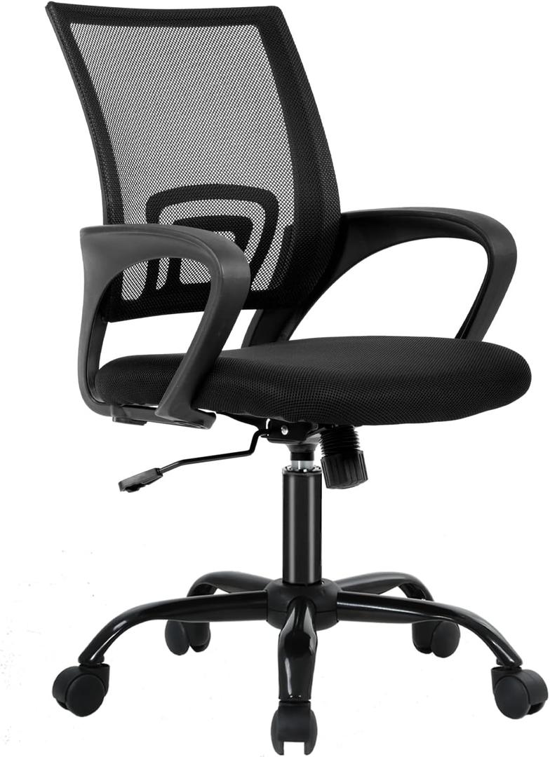 BestOffice Office Chair Ergonomic Cheap Desk Chair Mesh Computer Chair Lumbar Support Modern Executive Adjustable Stool Rolling Swivel Chair for Back Pain (Black) (1 Pc)