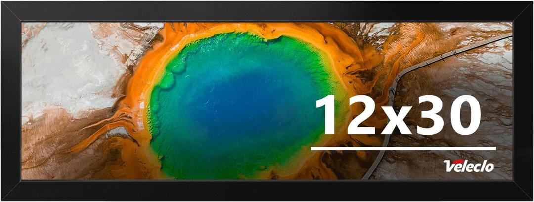 12x30 Picture Frame for Wall Display, 12x30 Black Picture Frame with Shatter Resistant Plexiglass, Stable and Sturdy 12 x 30 Poster Frame for Wall Display, Handpicked Gift Collection, 1 Pack