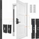 5-Piece Door Reinforcement Kit, 46" Steel Anti Kick-in Set, Black