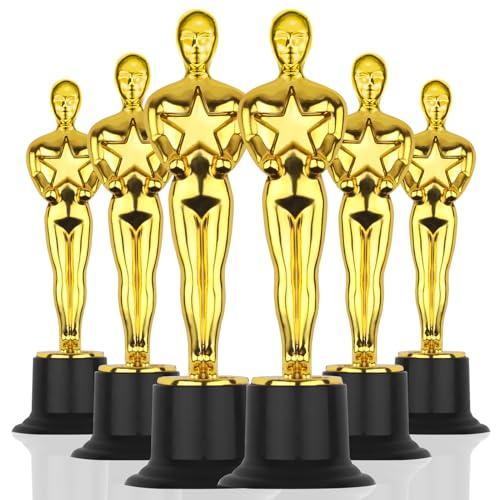 WINKIO Gold Award Trophies，6” Gold Award Statues, Pack of 6 Mini Trophies, Plastic Trophy Award for Competition,Events, Sports, Party Decorations,Award Ceremony and Appreciation Gift