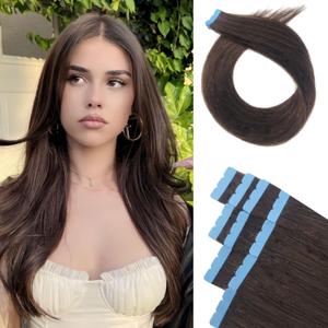 Dark Brown Mini Tape in Hair Extensions Human Hair Invisible Hair Extensions Tape in Soft Remy Hair 18Inch 10Pcs for Women