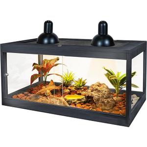 Prolee Bearded Dragon Tank 37 Gallon, Lizard Tank, Reptile Tank with Metal Mesh Roof Door, Snake Tank with Lock Design, 32" Long, Black