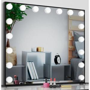 Black Lighted Vanity Mirror, Makeup Mirror With 17 Dimmable LED Bulbs